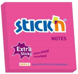 Hopax Notes autoadeziv extra-sticky liniate 101 x 101mm, 90 file, Stick"n - magenta neon magenta Notes autoadeziv 101x101 mm (HO-21506)