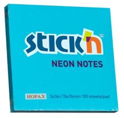 Hopax Notes autoadeziv 76 x 76 mm, 100 file, Stick"n - albastru neon (HO-21209)
