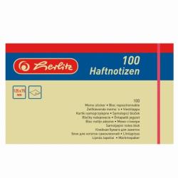 Herlitz BLOC NOTITE ADEZIVE 125X75MM 100FILE, CULOARE GALBEN galben Notes autoadeziv 75x125 mm (0790345)