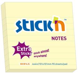 Hopax Notes autoadeziv extra-sticky liniate 101 x 101mm, 90 file, Stick"n - galben pastel galben Notes autoadeziv 101x101 mm (HO-21586)