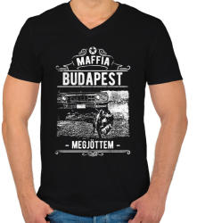 printfashion Maffia Budapest - Férfi V-nyakú póló - Fekete (1003320)