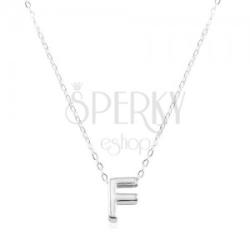 Ekszer Eshop 925 ezüst nyaklánc, fényes lánc, nagy nyomtatott F betű
