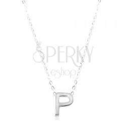 Ekszer Eshop 925 ezüst nyaklánc, fényes lánc, nagy nyomtatott P betű