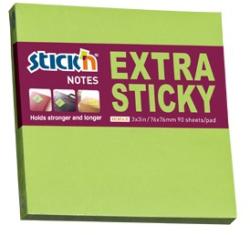 Hopax Notes autoadeziv extra-sticky 76 x 76mm, 90 file, Stick"n - verde neon verde Notes autoadeziv 76x76 mm (HO-21672)
