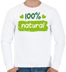 printfashion 100% natural felirat - Férfi pulóver - Fehér (1039414)