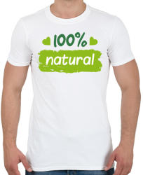 printfashion 100% natural felirat - Férfi póló - Fehér (1039390)