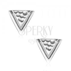 Ekszer Eshop 925 ezüst fülbevaló, háromszög gödrökkel és keskeny kivágással