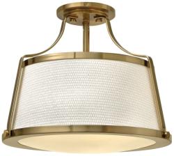 Hinkley Semi-Plafonieră 3 brate și rama metalica CHARLOTTE, auriu caramel slefuit, sticlă albă, H: 33cm, 3 becuri, HK-CHARLOTTE-SF-BC (HK-CHARLOTTE-SF-BC)