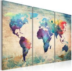 Artgeist Kép - Rainbow-színű térkép - triptych 120x80