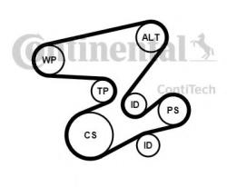 CONTITECH Set curea transmisie cu caneluri BMW Seria 3 (E46) (1998 - 2005) CONTITECH 6PK2080K1