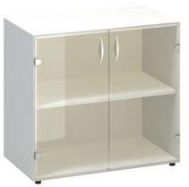 Alfa Office Alfa 500 alacsony, széles szekrény, 73, 5 x 80 x 45, 8 cm, üvegajtóval, fehér mintázat