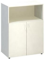 Alfa Office Alfa 500 közepes, széles szekrény, 106, 3 x 80 x 47 cm, nyitott ajtóval, fehér mintázat