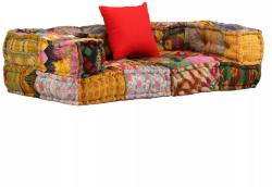 vidaXL Canapea puf modulară cu 2 locuri, petice, material textil (244987)