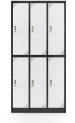 ARTEMISZ® ADAMS 6 rekeszes fém öltözőszekrény | Antracit-fehér (optimus-oltozoszekreny-18506)