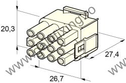  Műanyag csatlakozóház XII. , 2mm-s hengeres hüvelyhez (160001), 2 db/csomag