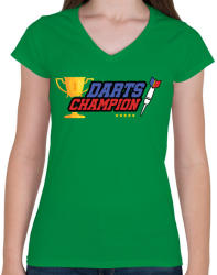 printfashion Darts bajnok - Női V-nyakú póló - Zöld (1054599)