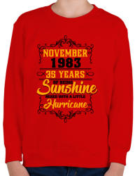 printfashion 1983 Születésnap - Napfény egy kis hurrikánnal! - Gyerek pulóver - Piros (1051085)