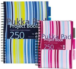 Pukka Pad Project Book A5, 125 file 80g/mp, cu spirala dubla , coperti carton rigid, PUKKA Stripes - dictando Dictando A5 Project book 120 file (PK-CBPROBA5)