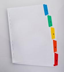 Elba Index carton alb Mylar numeric 1- 5, margine PP color, A4 XL, 170g/mp, ELBA alb Separatoare carton A4 Numere 1-5 5 (E-100204630)