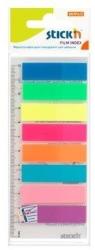 Hopax Stick index plastic transp. color 45 x 12 mm, 8 x 25 file/set + rigla, Stick"n - 8 culori neon Index plastic 45x12 mm Fara dispenser 8 (HO-21345)