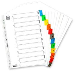 Elba Index carton alb Mylar numeric 1-12, margine PP color, A4 XL, 170g/mp, ELBA alb Separatoare carton A4 12 Numere 1-12 (E-100204627)