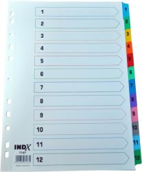 Plastoreg Index carton alb Mylar numeric 1-12, margine PP color, A4, 190g/mp, Optima alb Separatoare carton A4 Numere 1-12 (OP-412 ZA MY MC)