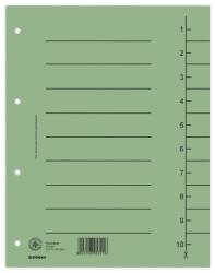 Donau Separatoare carton manila 250g/mp, 300 x 240mm, 100/set, DONAU - verde verde Separatoare carton A4 1 Numere 1-10 (DN-8610001-06)