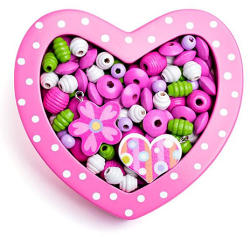 Woodyland Felfűzhető gyöngyök - Kis szív - rózsaszín