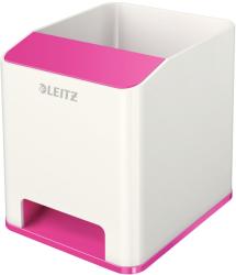 Leitz Suport instrumente de scris, LEITZ Wow cu amplificare sunet - roz metalizat/alb alb 2 compartimente Plastic Suport instrumente de scris (L-53631023)