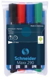 Schneider Marker SCHNEIDER Maxx 290, pentru tabla de scris+flipchart, varf rotund 2-3mm, 4 cul/set - (N, R, A, V) (S-129094) - viamond