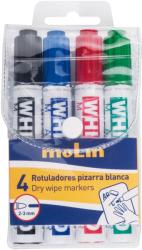 Molin Marker pentru table de scris, varf rotund, corp plastic, 4 culori/set, MOLIN (ML-RWB230-04W)