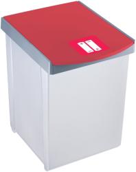 HELIT Cos dreptunghiular pentru reciclare, 20 litri, HELIT - corp gri - capac rosu (H-64000-25)