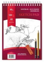 Aurora Bloc desen cu spirala, A5, 100 file - 90g/mp, pentru schite creion, AURORA Esquisse A5 100 file Clasele 3-4 Caiet/Bloc desen (5100KU)