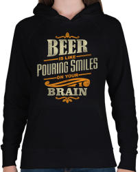 printfashion Beer Smiles - Női kapucnis pulóver - Fekete (1061566)