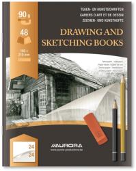 Aurora Caiet desen A5, 24 file - 90g/mp, pentru schite creion, AURORA D"Art - hartie alba (8012)