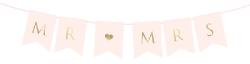 Mr és Mrs banner felirat, rózsaszín, 15 x 85 cm