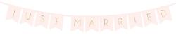  Just Married felirat, banner rózsaszín, 15 x 155 cm