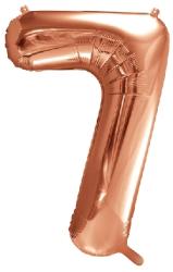 óriás szám fólia léggömb "7", rosegold