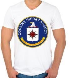 printfashion CIA cocain import agency - Férfi V-nyakú póló - Fehér (1080570)