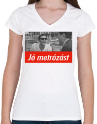 printfashion Jó metrózást - Női V-nyakú póló - Fehér (1082300)