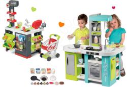 Smoby Set bucătărie Tefal Studio XL Bubble Smoby electronică cu barbotare şi magazin cu cărucior pentru cumpărături Supermarket cu casă de marcat (SM311035-7)