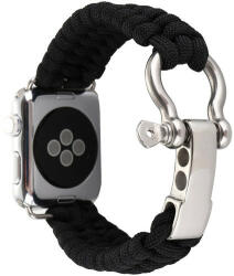 iUni Curea iUni compatibila cu Apple Watch 1/2/3/4/5/6/7, 38mm, Elastic Paracord, Rugged Nylon Rope, Black (507236)