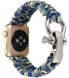 iUni Curea iUni compatibila cu Apple Watch 1/2/3/4/5/6/7, 42mm, Elastic Paracord, Rugged Nylon Rope, Blue and Green (507366)