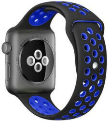 iUni Curea iUni compatibila cu Apple Watch 1/2/3/4/5/6/7, 38mm, Silicon Sport, Negru/Albastru (507397)