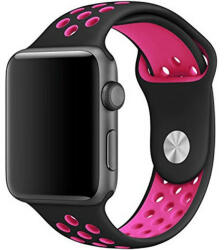 iUni Curea iUni compatibila cu Apple Watch 1/2/3/4/5/6/7, 38mm, Silicon Sport, Black/Dark Pink (507519)