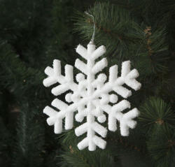 Design Dekor 55955 Beltéri fenyőfa és fenyő girland akasztható dísz, Hókristály hópihe, 20 cm