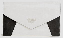 GUESS Gia Envelope Clutch alb/negru
