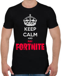 printfashion Keep Calm Fortnite - Férfi póló - Fekete (1095042)