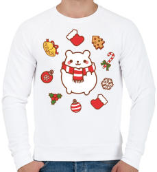 printfashion Boldog jegesmedve karácsonya - Férfi pulóver - Fehér (1094130)