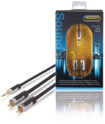 Profigold Cablu audio stereo Jack 3.5 mm tata - 2x RCA tata 5m cupru dublu ecranat negru Profigold (PROA3405)